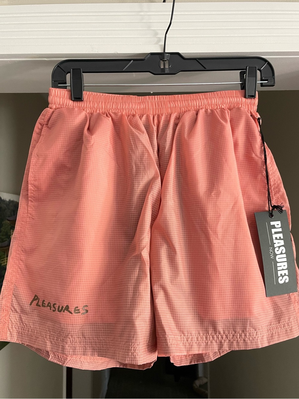 Pleasures Men's VCR Active Clay Color Nylon Shorts
